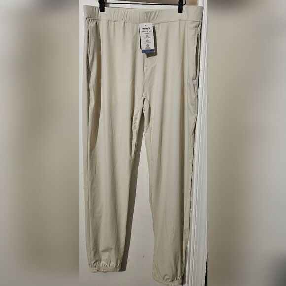 Hurley Mens block logo warp knit pant beige color XL NWT - Picture 1 of 5